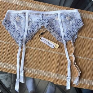 Cosabella bridal Blue Lace Garter Belt Adjustable Straps